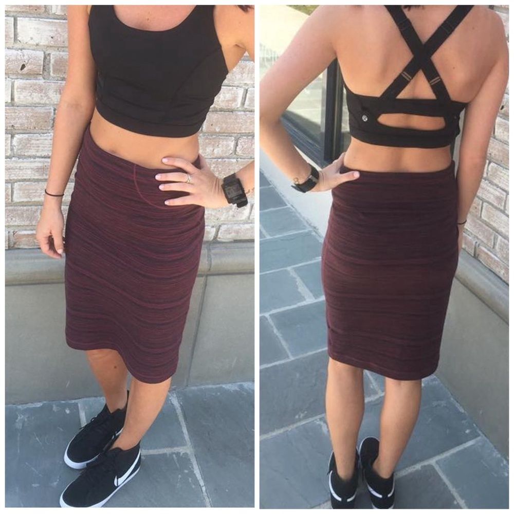 lululemon athletica Maroon Heathered Pencil Skirt